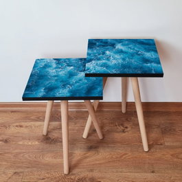 Hanah Home Mesas Nido de 2 Piezas en Azul y Blanco
